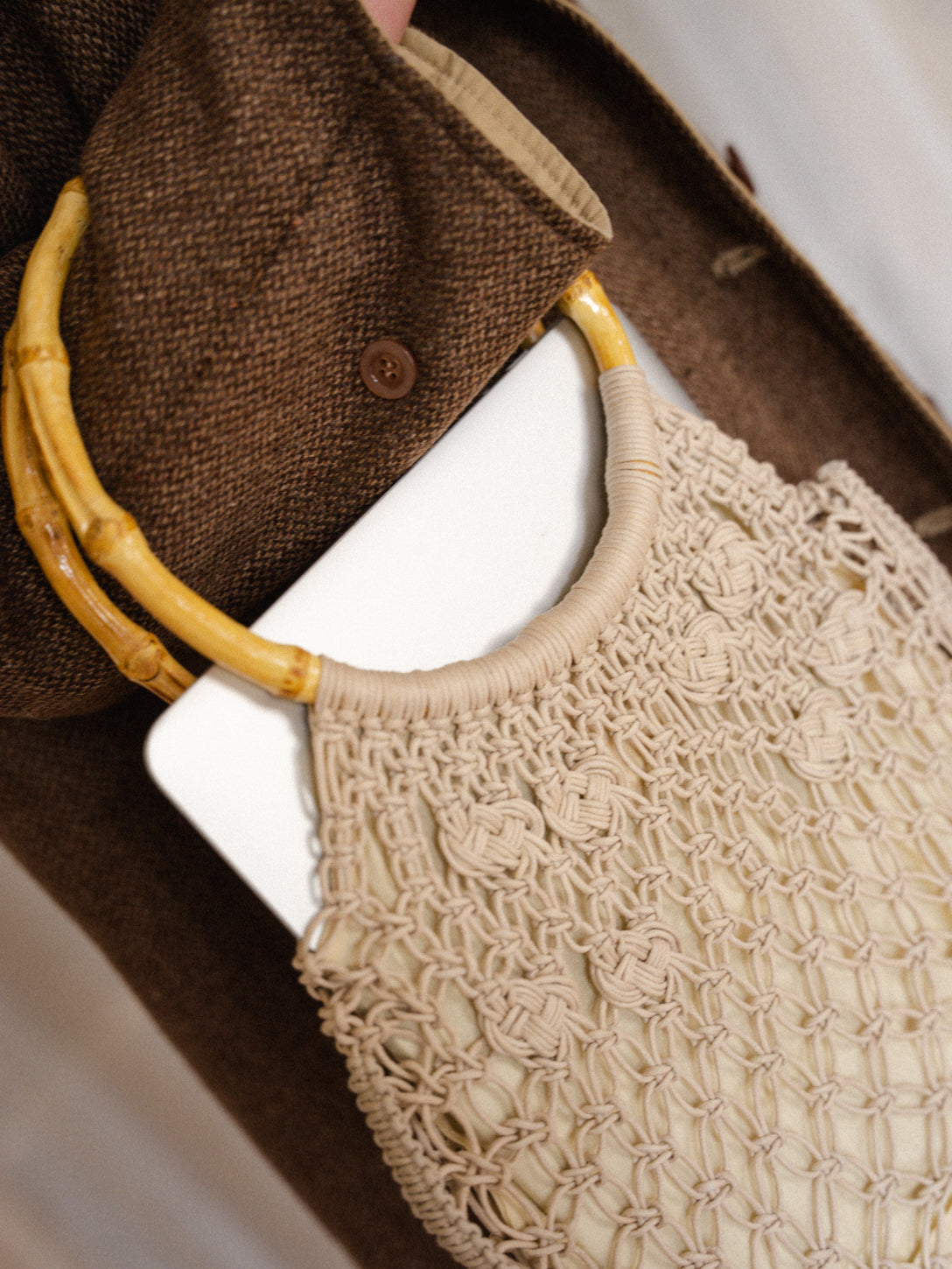 Sac tressé avec anse bambou