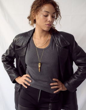 Manteau croisé en cuir