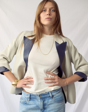 Blazer croisé en cuir Marni