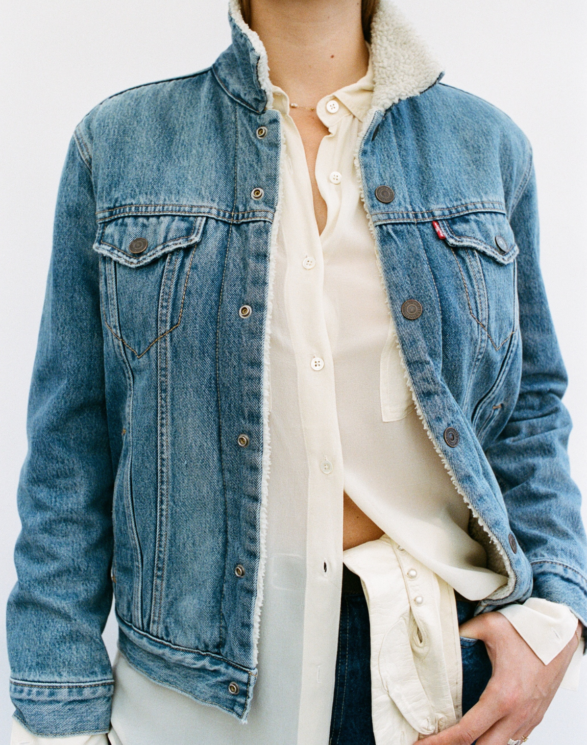 Veste en denim fourrée