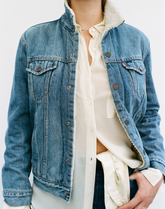 Veste en denim fourrée