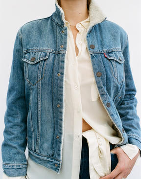Veste en denim fourrée