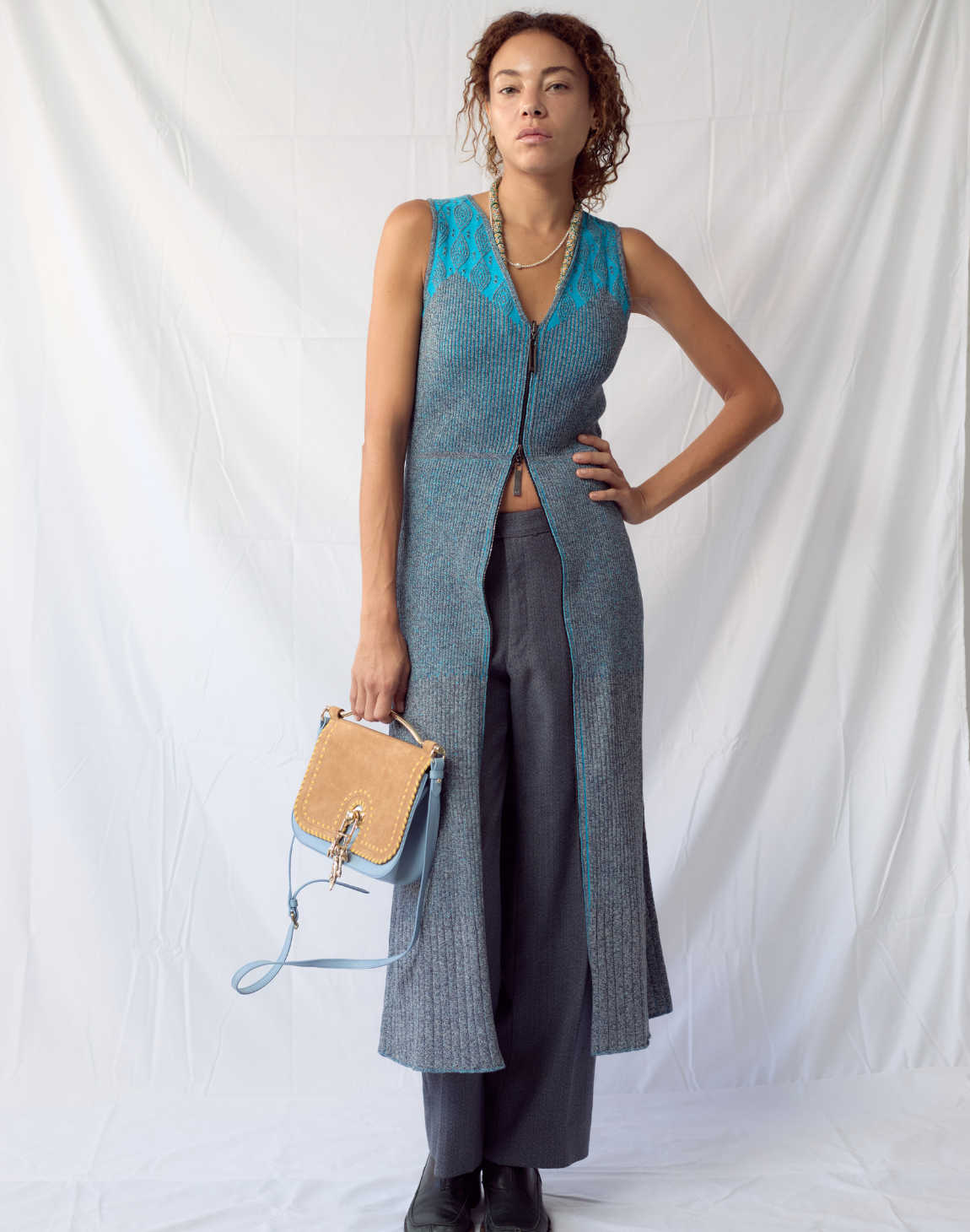 Sac en cuir & daim Carven