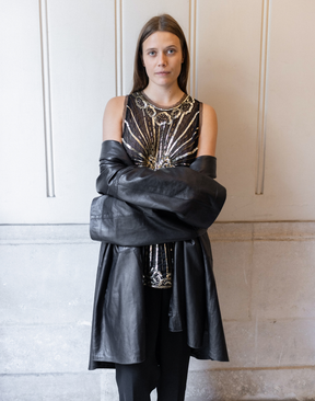 Manteau ample en cuir