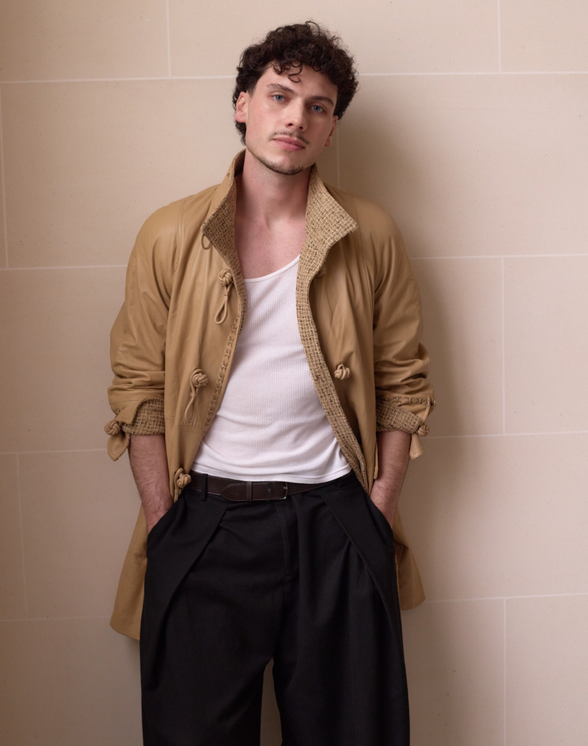 Veste en cuir & tweed réversible
