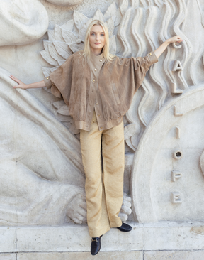 Pantalon fluide en lurex et métal