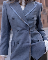 Blazer croisé en laine à col python