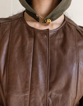 Veste en cuir manches 3/4