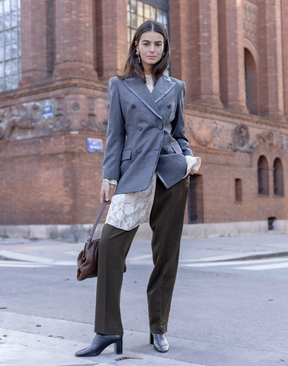 Blazer croisé en laine à col python