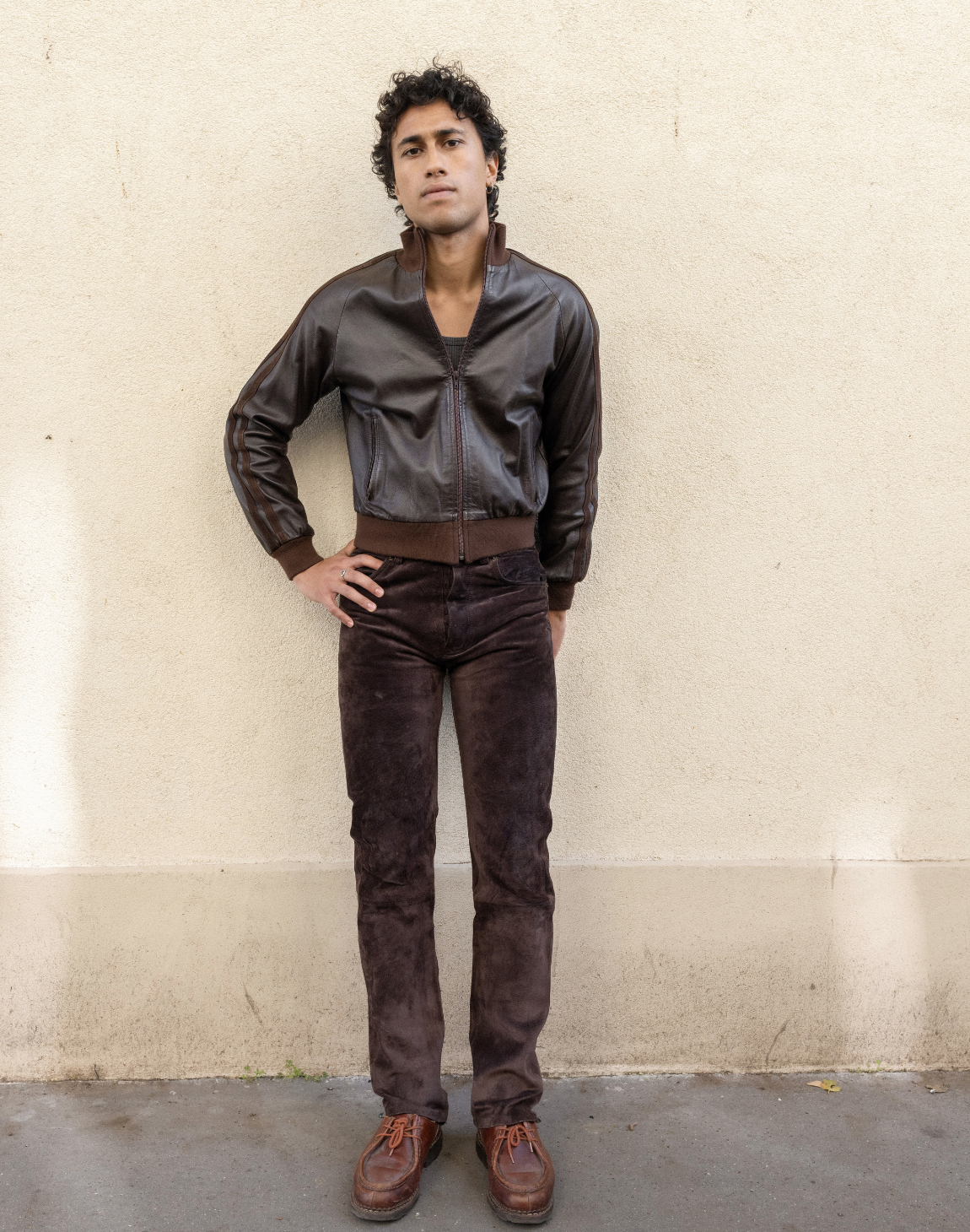 Blouson en cuir & daim Woolrich