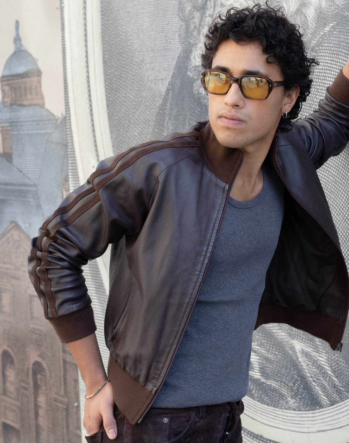 Blouson en cuir & daim Woolrich