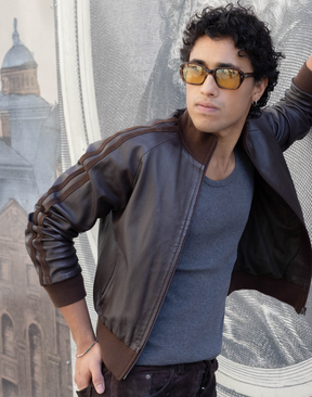 Blouson en cuir & daim Woolrich