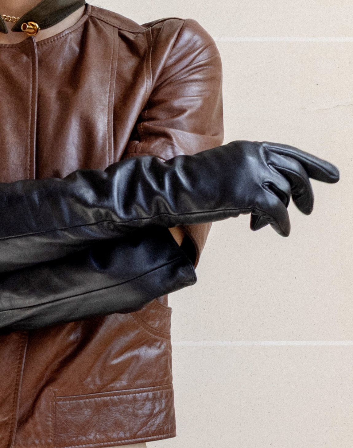 Veste en cuir manches 3/4