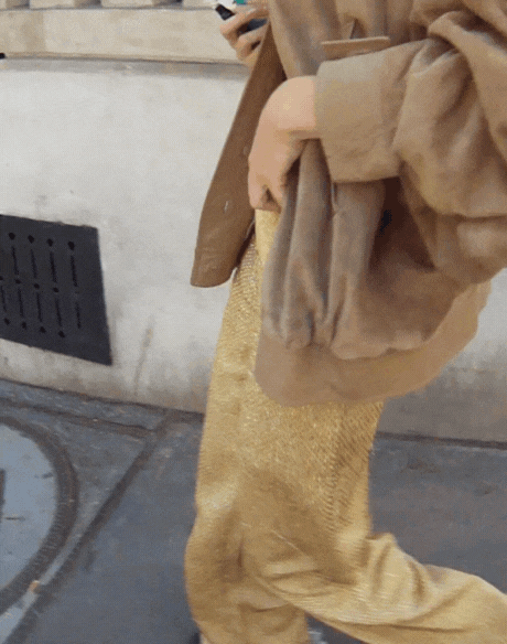Pantalon fluide en lurex et métal