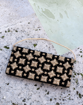 Pochette bandoulière en velours brodé