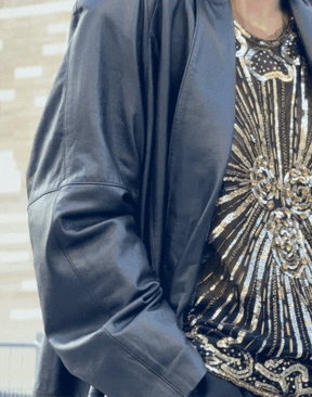 Manteau ample en cuir