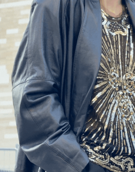 Manteau ample en cuir