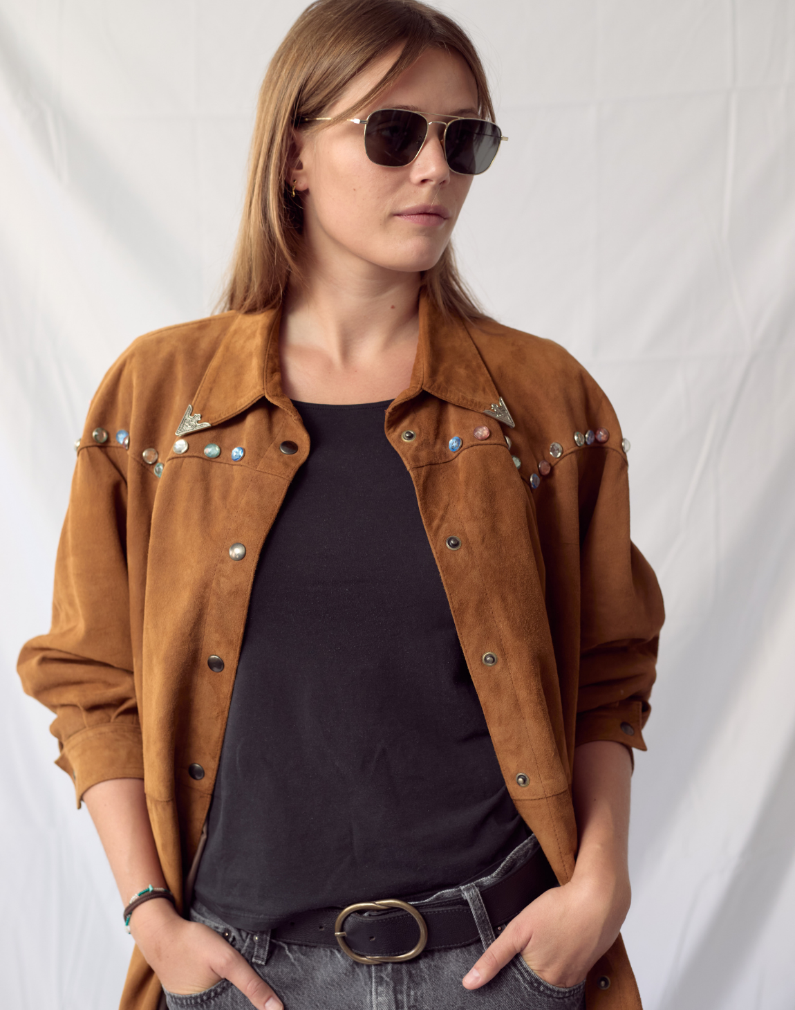 Manteau en daim et perles "Western"