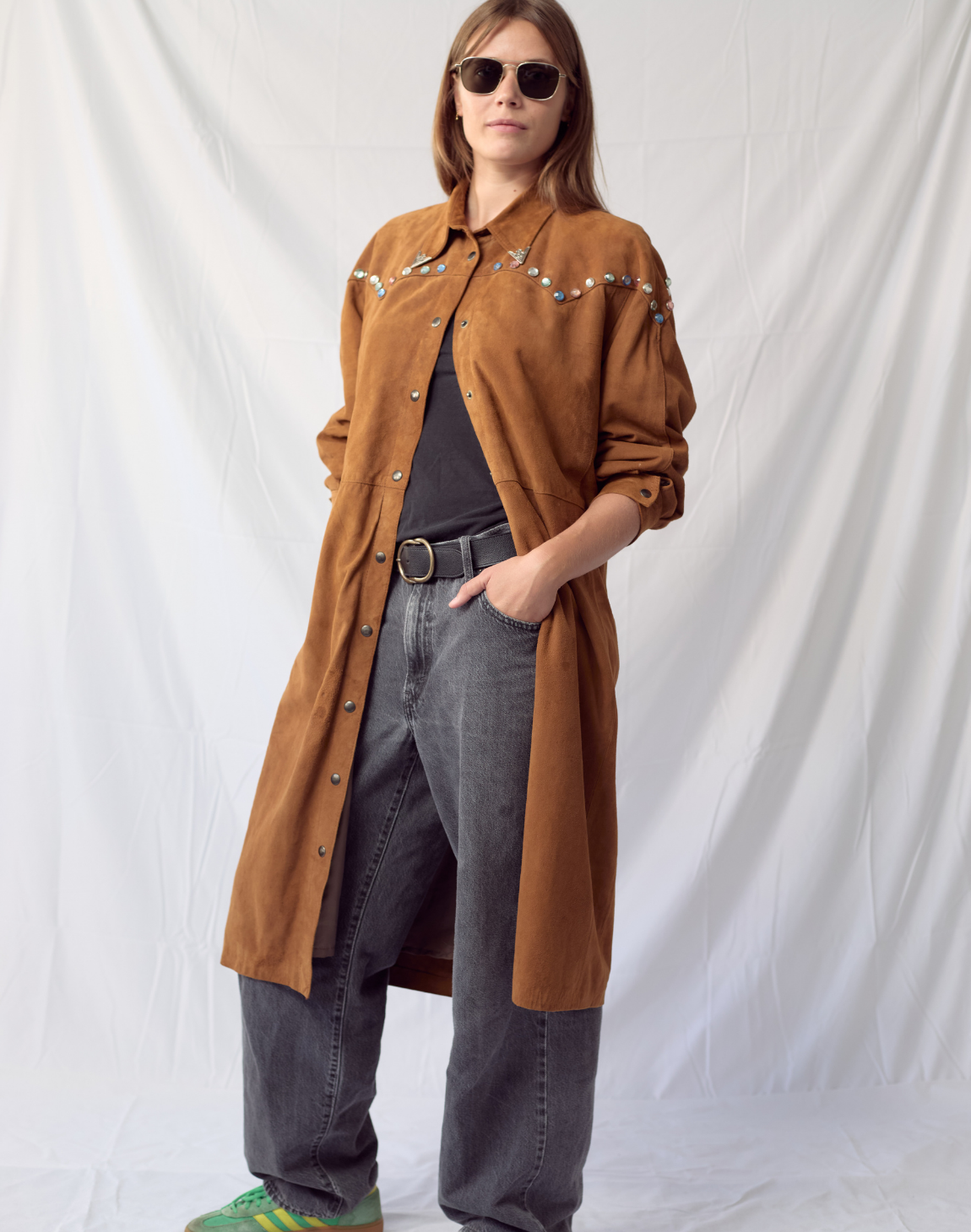 Manteau en daim et perles "Western"