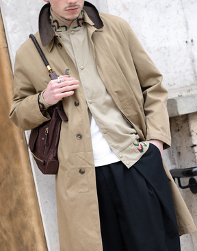 Mackintosh à col en cuir