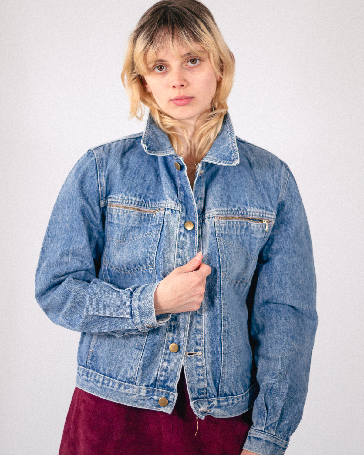 Veste en denim détail zip