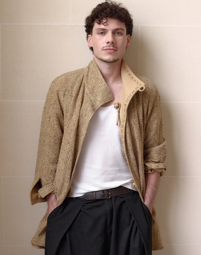 Veste en cuir & tweed réversible